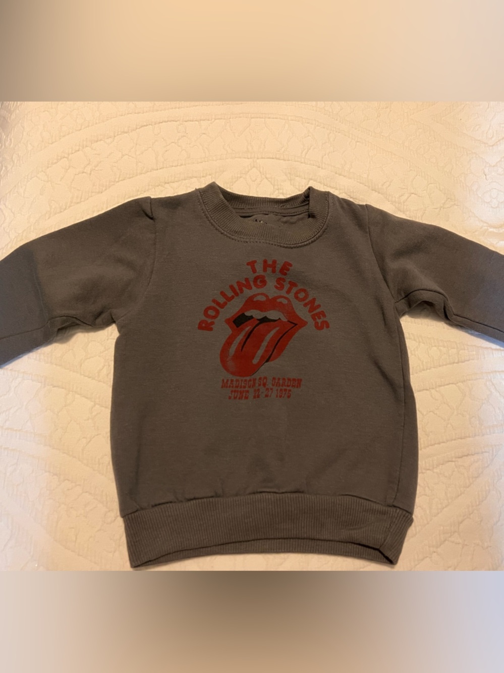 the Rolling Stones Kids Charcoal Sweatshirt with Red Logo